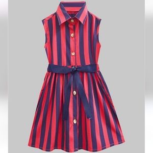 Red & Navy Striped Sleeveless Dress